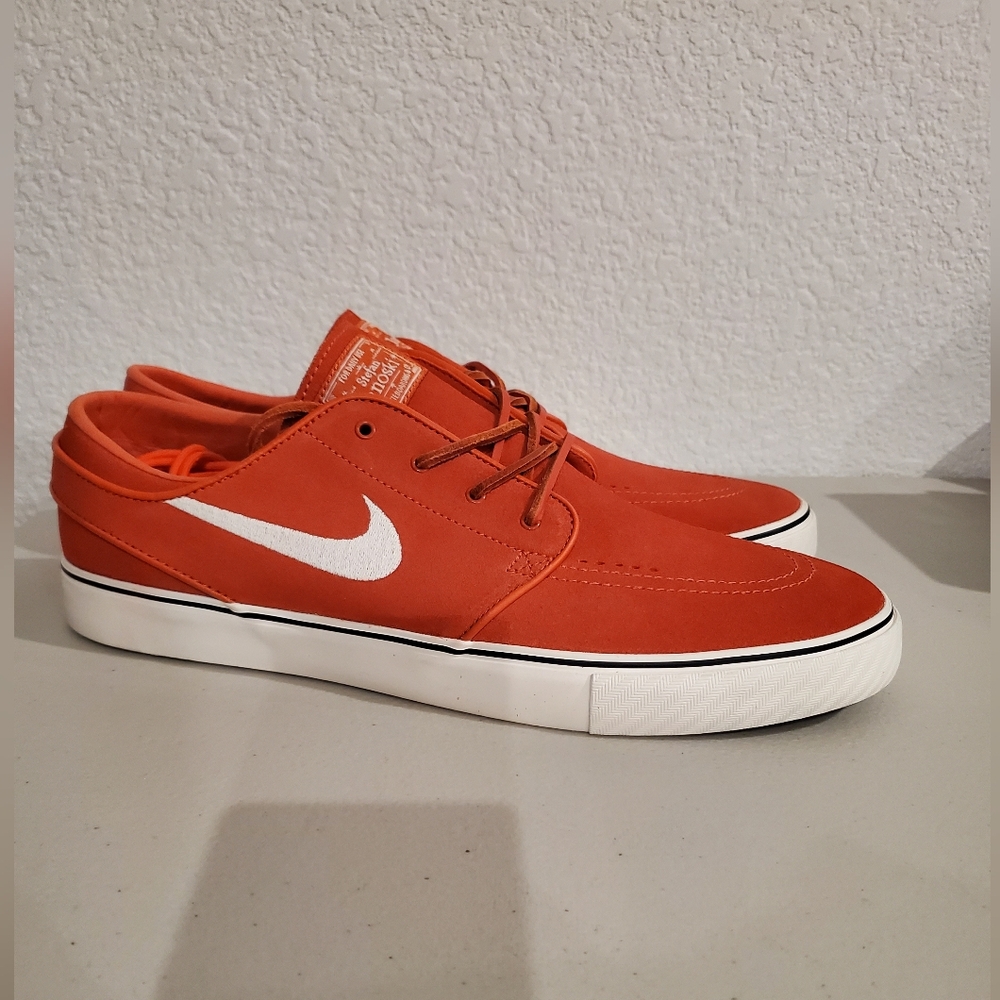 Nike Mens Zoom Stefan Janoski Orange White Suede Skate Shoes Size 11.5 FD6757